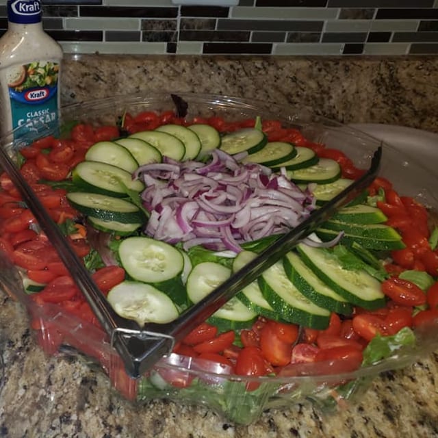 Cucumber, Tomato & Red Onion Salad.